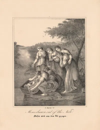 Moses drawn out of the Nile by Johann Baptist Sonderland, 1843 — digital art print download