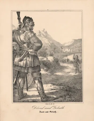 David and Goliath by Johann Baptist Sonderland, 1843 — digital art print download