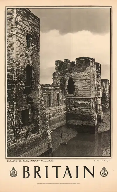 England - The Castle, Newport, Monmouthshire by Travel Association of Great Britain & Northern Ireland, 1950 — digital art…