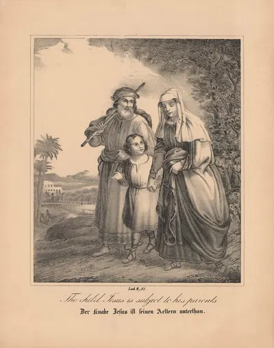 The child Jesus is subject to his parent by Johann Baptist Sonderland, 1843 — digital art print download