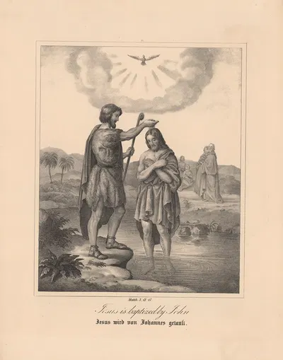 Jesus is baptized by John by Johann Baptist Sonderland, 1843 — digital art print download