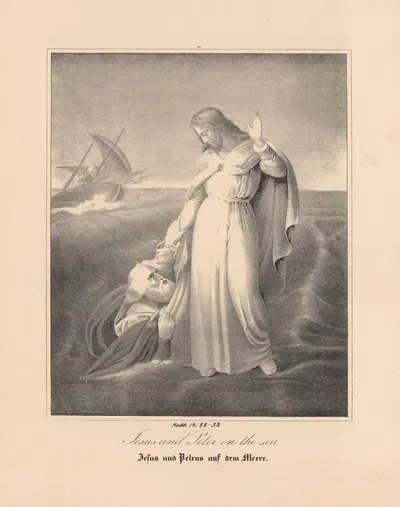 Jesus and Peter on the sea by Johann Baptist Sonderland, 1843 — digital art print download