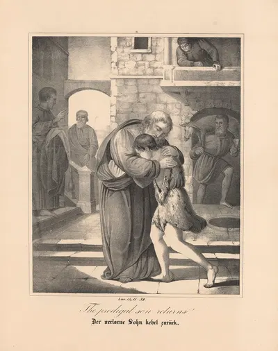 The prodigal son returns by Johann Baptist Sonderland, 1843 — digital art print download