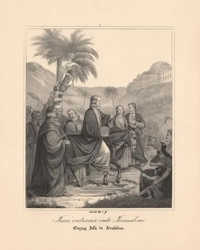 Jesus' entrance into Jerusalem by Johann Baptist Sonderland, 1843 — digital art print download