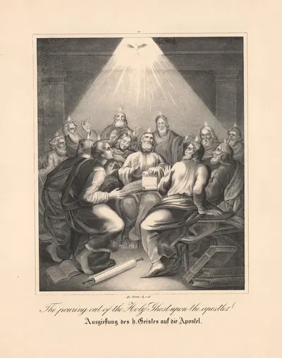 The pouring out of the Holy Ghost upon the Apostles by Johann Baptist Sonderland, 1843 — digital art print download