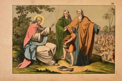 Feeding the 5,000 in the desert by Theodor Eckardt, 1879 — digital art print download