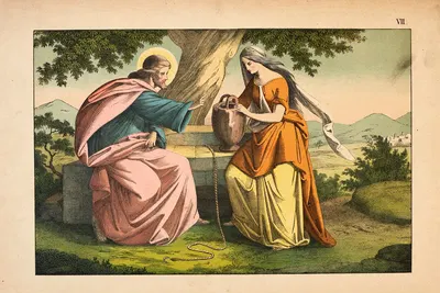 Jesus and the Samaritan woman by Theodor Eckardt, 1879 — digital art print download