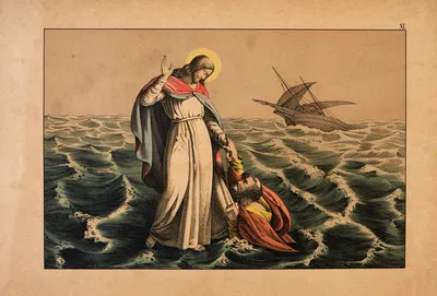 Peter's walk on water by Theodor Eckardt, 1879 — digital art print download