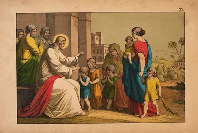 Jesus blesses the little children by Theodor Eckardt, 1879 — digital art print download