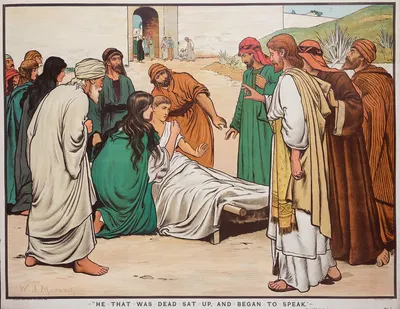 He that was dead sat up, and began to speak' by Walter Jenks Morgan, 1888 — digital art print download