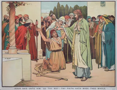Jesus said unto him, 'Go thy way! Thy faith hath made thee whole' by Walter Jenks Morgan, 1888 — digital art print download