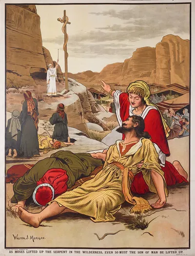 As Moses lifted up the serpent in the wilderness, even so must the son of man be lifted up. by Walter Jenks Morgan, 1888 —…