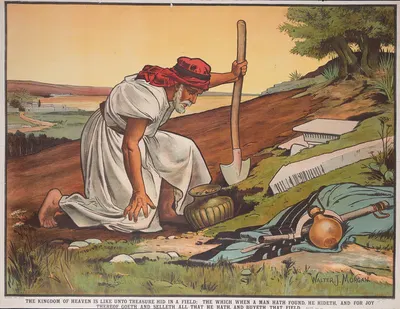 The Kingdom of Heaven is like unto treasure hid in a field. by Walter Jenks Morgan, 1888 — digital art print download