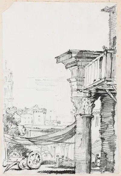 A Balcony in the Roman Forum by Жозеф-Мари Вьен, 1744-1750 — digital art print download