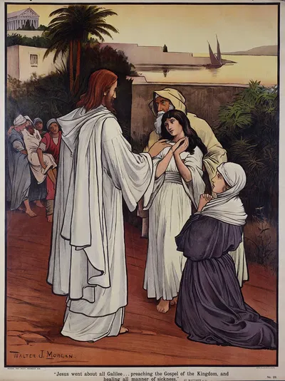 Jesus went about all Galilee… Preaching the gospel of the kingdom, and healing all manner of sickness by Walter Jenks…