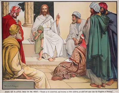 Jesus set a little child in the midst… by Walter Jenks Morgan, 1888 — digital art print download