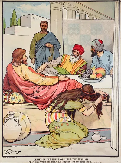 Christ in the house of Simon the Pharisee. by Walter Sidney Stacey, 1888 — digital art print download