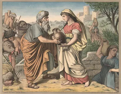 Rebekah at the well by Wangemann, 1910 — digital art print download
