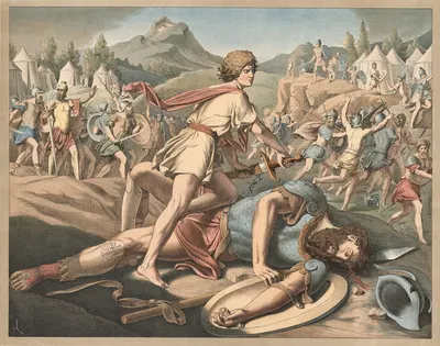 David and Goliath by Wangemann, 1910 — digital art print download