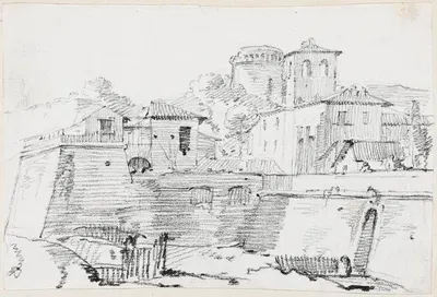 A Fortified Town in Italy by Жозеф-Мари Вьен, 1744-1750 — digital art print download