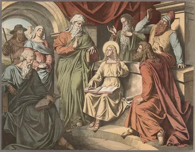Jesus as a 12-year-old in the temple by Wangemann, 1910 — digital art print download