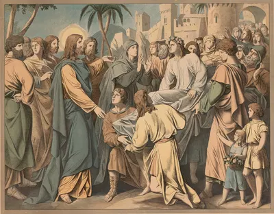The raising of the widow's son in Nain by Wangemann, 1910 — digital art print download