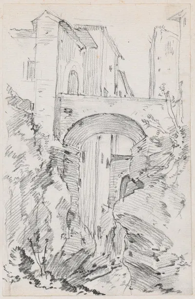 A High Bridge in Tivoli by Жозеф-Мари Вьен, 1744-1750 — digital art print download