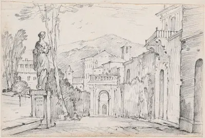 A Roman Street with Monte Cavo in the Distance by Жозеф-Мари Вьен, 1744-1750 — digital art print download