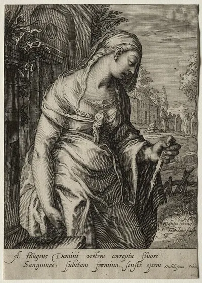The Woman with the Issue of Blood by Jan Saenredam, c. 1595 — digital art print download