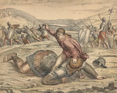 David and Goliath by Julius Schnorr von Carolsfeld — digital art print download