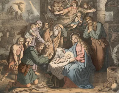 The birth of Jesus by Julius Schnorr von Carolsfeld — digital art print download