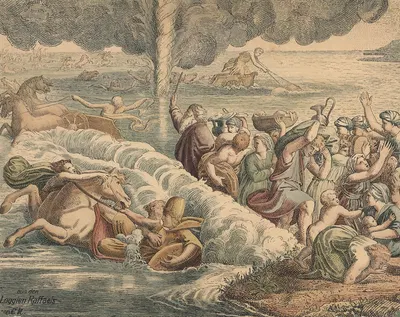 The crossing of the Red Sea by Julius Schnorr von Carolsfeld — digital art print download