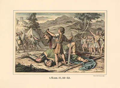 David and Goliath by Karl Gottlob Schönherr, 1911 — digital art print download