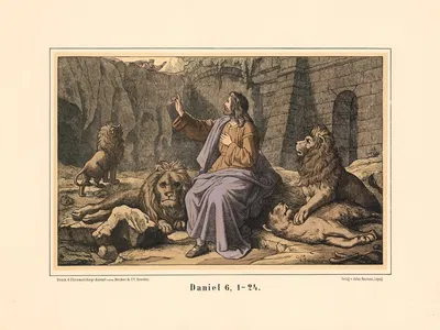 Daniel in the lion's den by Karl Gottlob Schönherr, 1911 — digital art print download