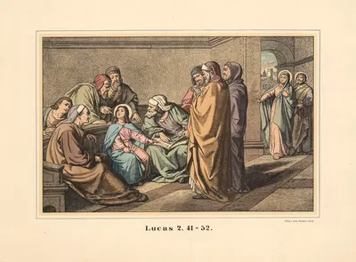 Jesus at age 12 in the temple by Karl Gottlob Schönherr, 1911 — digital art print download