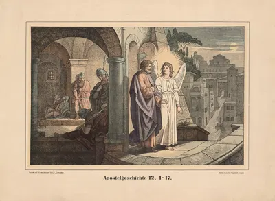 Peter is rescued by an angel by Karl Gottlob Schönherr, 1911 — digital art print download