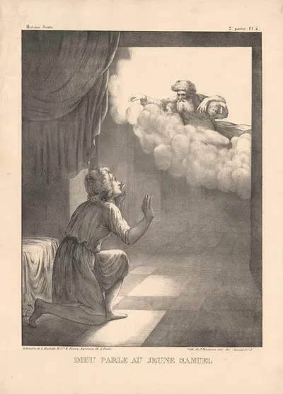 Dieu parle au jeune Samuel. by P. Bineteau, 1890 — digital art print download