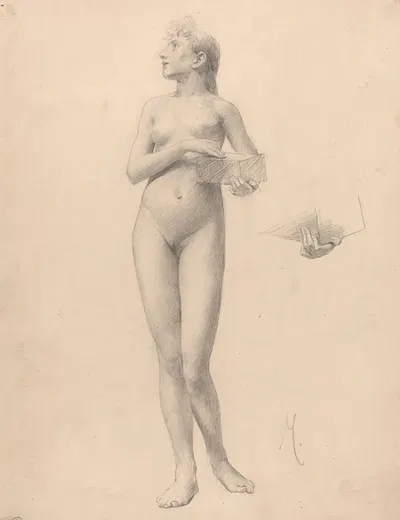 Standing Nude Woman Holding a Box by Карел Витезслав Машек, 1896 — digital art print download