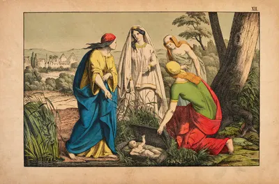 Moses is saved by Pharaoh's daughter by Theodor Eckardt, 1879 — digital art print download