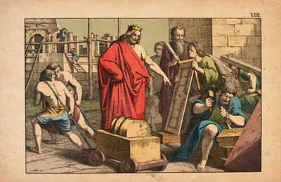 The temple is being built by Theodor Eckardt, 1879 — digital art print download