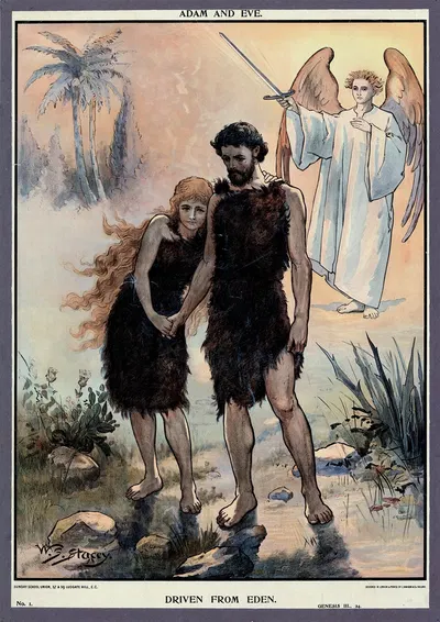 Adam and Eve – Driven from Eden by Walter Sidney Stacey, 1888 — digital art print download