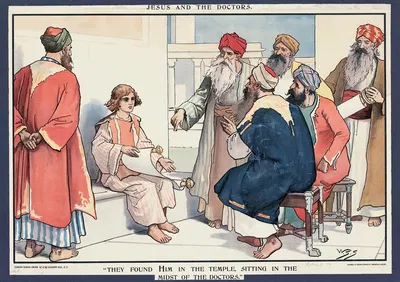 Jesus and the Doctors by Walter Sidney Stacey, 1888 — digital art print download