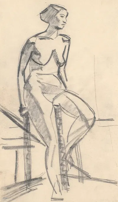 Siddende model by Карл Исаксон, 1914 – 1915 — digital art print download