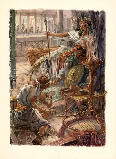 David plays for Saul by J. Pander, 1953 — digital art print download
