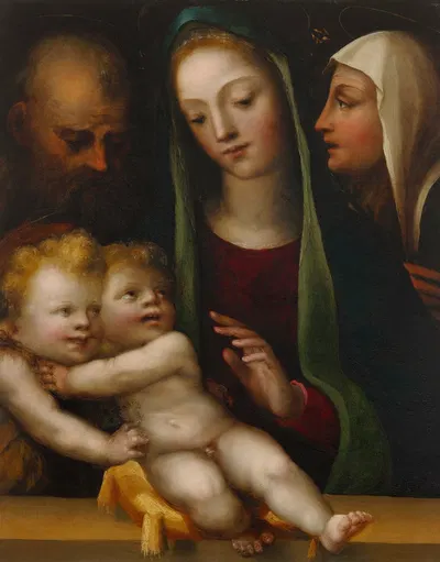 The Holy Family with the Infant Saint John the Baptist and Saint Catherine of Siena by Domenico Beccafumi — digital art…