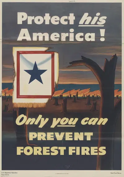 Protect his America!; only you can prevent forest fires by U.S. Forest Service, 1945 — digital art print download