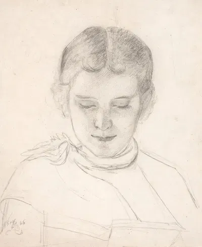 Kunstnerens søster, Elizabeth Zahrtmann, læsende by Кристиан Захртманн, 1865 - 1866 — digital art print download