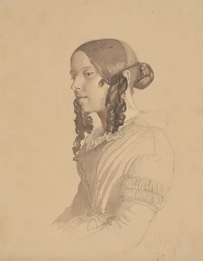 Dameportræt (Helene v. Germadt) by Лоренц Фрёлих, 1843 — digital art print download