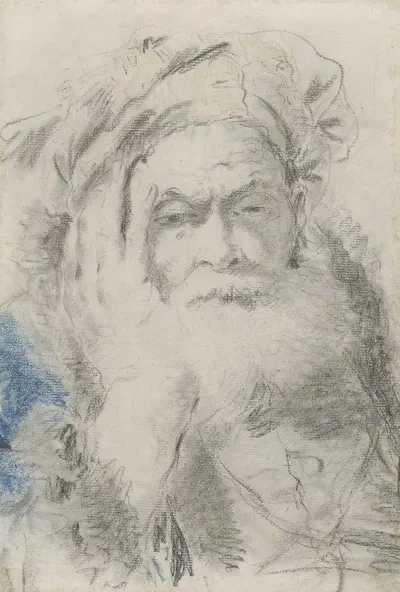 A Bearded Old Man Leaning His Head on His Hand by Lorenzo Baldissera Tiepolo, 1755-1762 — digital art print download
