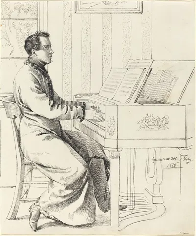 The Artist's Brother-in-Law, Ludwig Hassenpflug_Preparing to Play the Piano by Ludwig Emil Grimm, 1826 — digital art print…